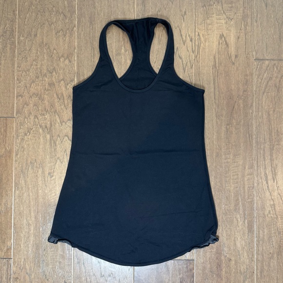 Lululemon Black Racerback Tank Top with Back Hem Ruffle - Picture 2 of 11